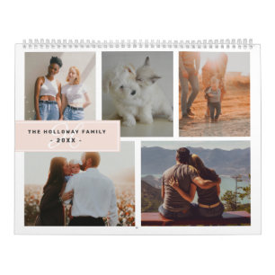 Calendário Monograma geométrico com 17 imagens de colagem