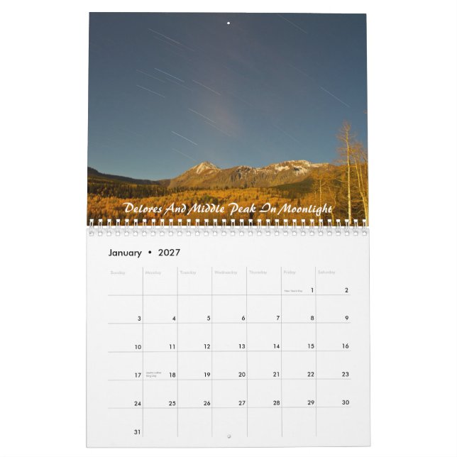 Calendário Montanhas do sudoeste de Colorado (Jan 2027)