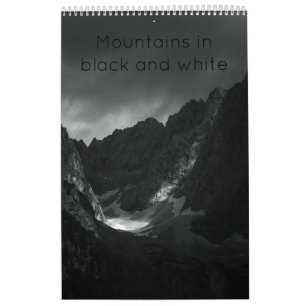 Calendário Montanhas em foto preto e branco
