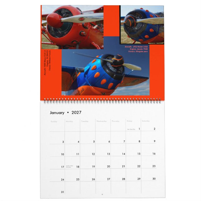 Calendário Motores Antiquedas de Aeronaves Grande 2015 (Jan 2027)