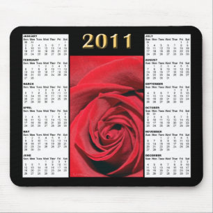Calendário Mousepad da rosa vermelha 2011