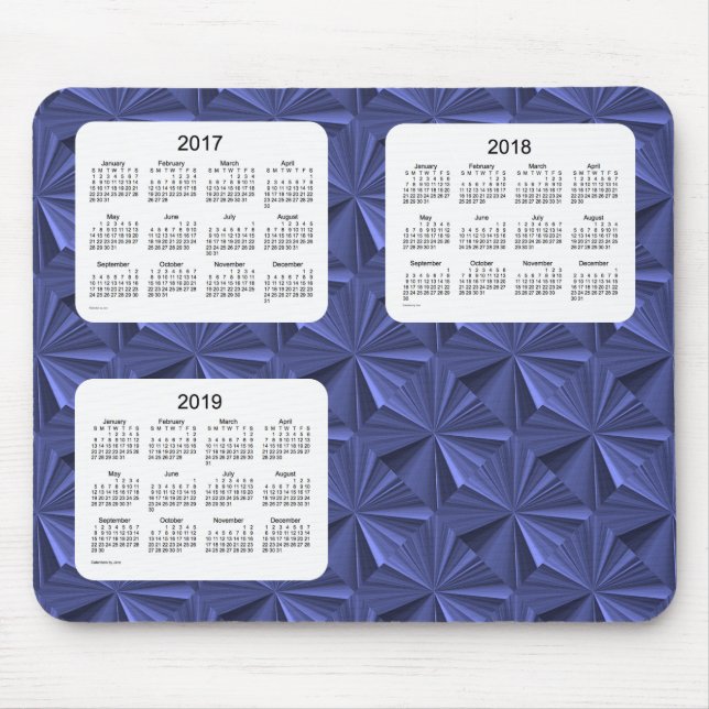 Calendário Mousepad de 3 diamantes do azul do ano (Frente)