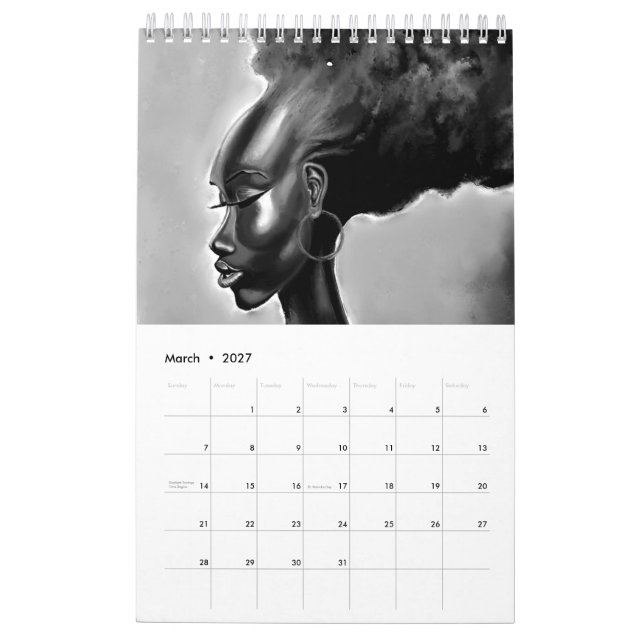 Calendário Mulher - Pintura de Aquarela (Mar 2027)