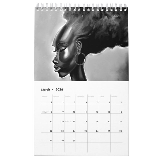 Calendário Mulher - Pintura de Aquarela (Mar 2026)