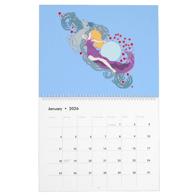 Calendário Mulheres de Nouveau da arte (Jan 2026)