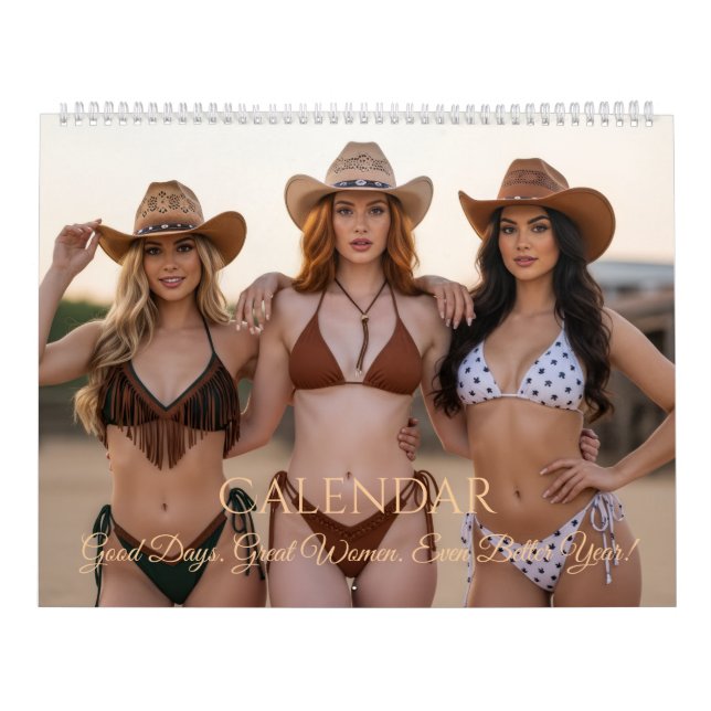 Calendário Mulheres Elegantes com Chapéus de Cowboy e Cenário (Capa)