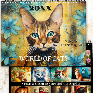 Calendário Mundo de Gatos Mágicos de Arte Cura