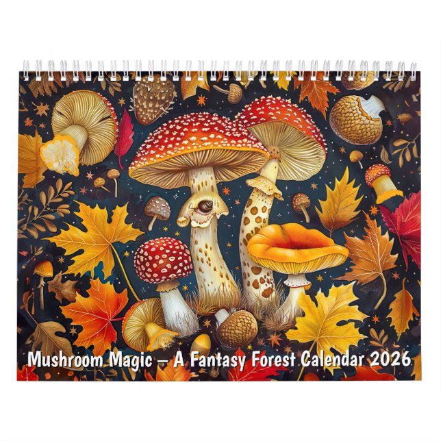 Calendário Mushroom Magic – A Fantasy Forest Calendar 2026 (Capa)