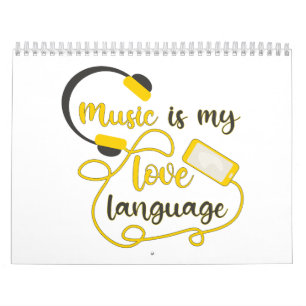 Calendário Música é minha linguagem do amor frase romântica