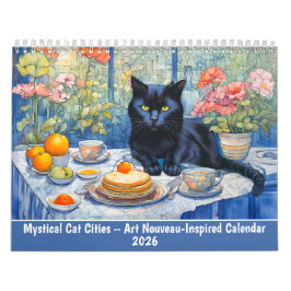 Calendário Mystical Cat Cities Art Nouveau-Inspired Calendar