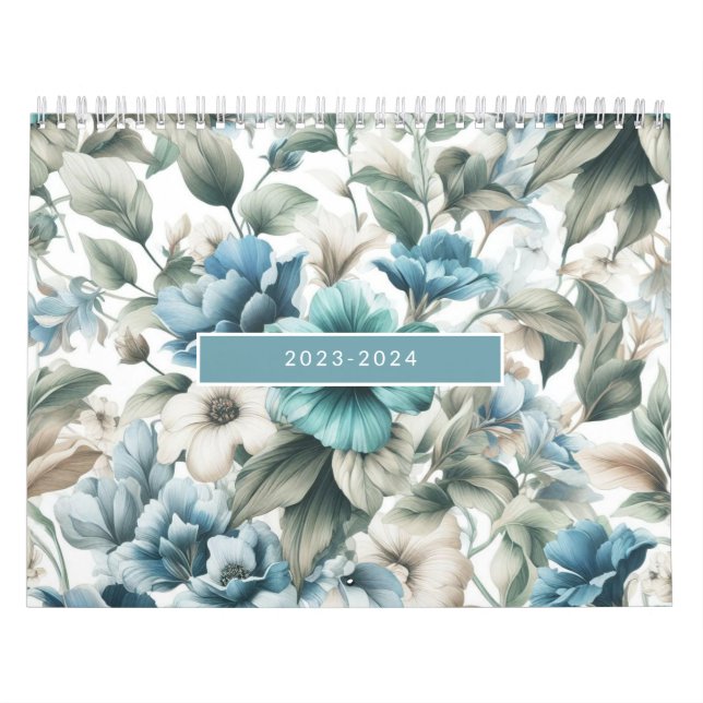Calendário Na moda azul-moderno, brilhante (Capa)