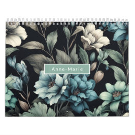 Calendário Na moda brilhante moderno azul escura-escura-escur