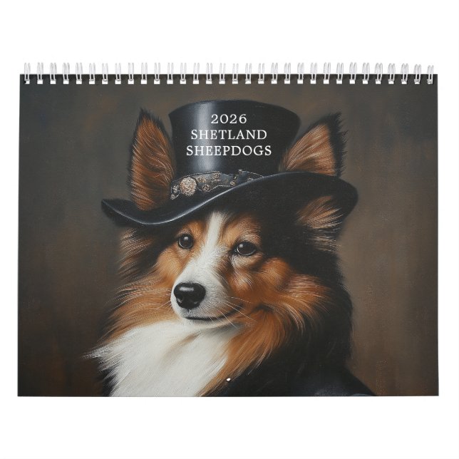Calendário Na moda Shetland Sheepdog | Sheltie (Capa)