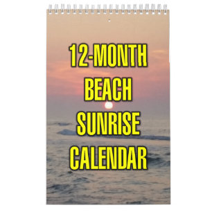 Calendário Nascer do Sol na Praia de 12 Meses