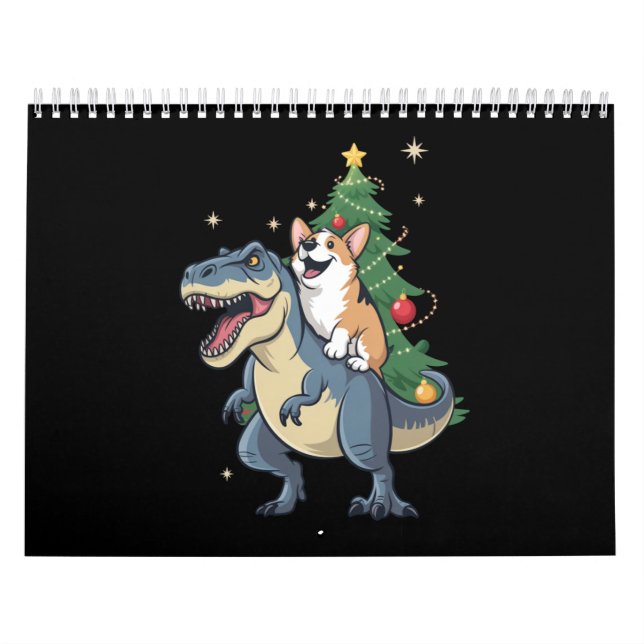 Calendário Natal Corgi Dinossauro Árvore Rex Holiday Xmas (Capa)