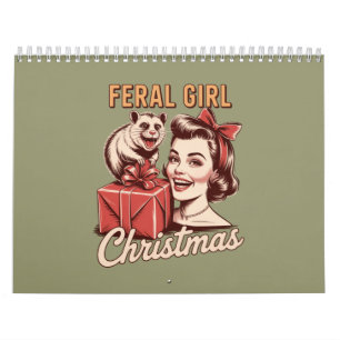 Calendário Natal da Garota Feral Gambá Xmas Trashy Retro