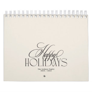 Calendário Natal de Creme de Fotografia Personalizada Elegant