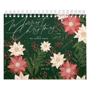 Calendário Natalina Festiva Feliz Natal Poinsettia Feriado