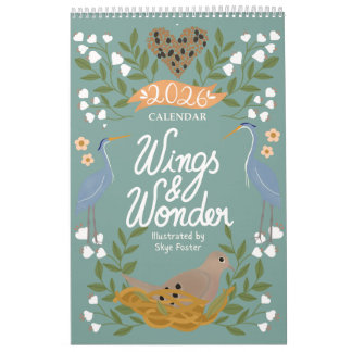 Calendário Nature Art Calendar with Backyard Birds & Flowers