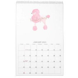 Calendário Negócio Personalizado de Cachorro Rosa