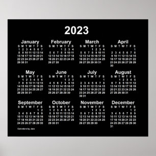 Calendário Neon Branco 2023 de Janz Poster