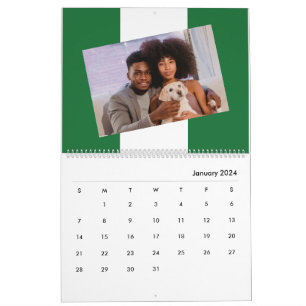 Calendário Nigerian Flag Insert Photo 2026 Nigéria Family