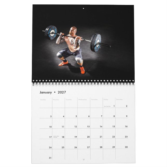 Calendário No ginásio, Treinador Pessoal (Jan 2027)