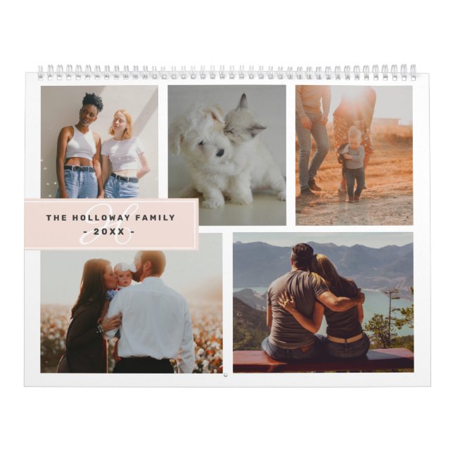 Calendário Nome do monograma geométrico escamotear 17 colagem (Capa)