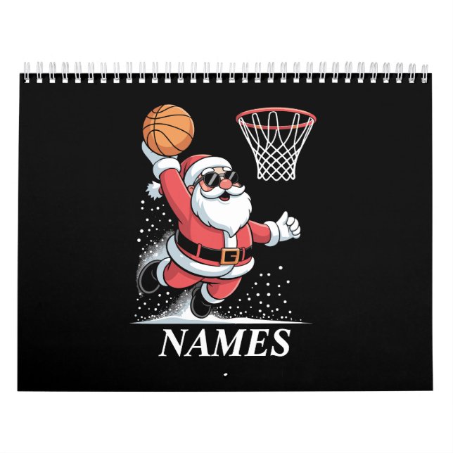 Calendário Nome Personalizado Natal Papai Noel Dunking Basque (Capa)