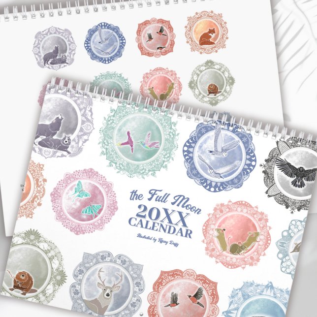 Calendário Nomes da Lua Cheia Qualquer Ano 2027 Arte Ilustrad (Criador carregado)