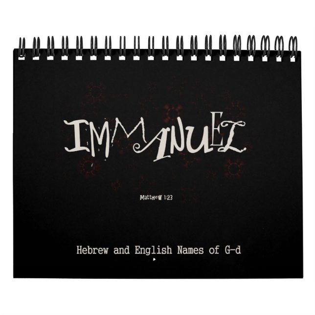 Calendário Nomes de G-d em hebreu e em inglês (Capa)