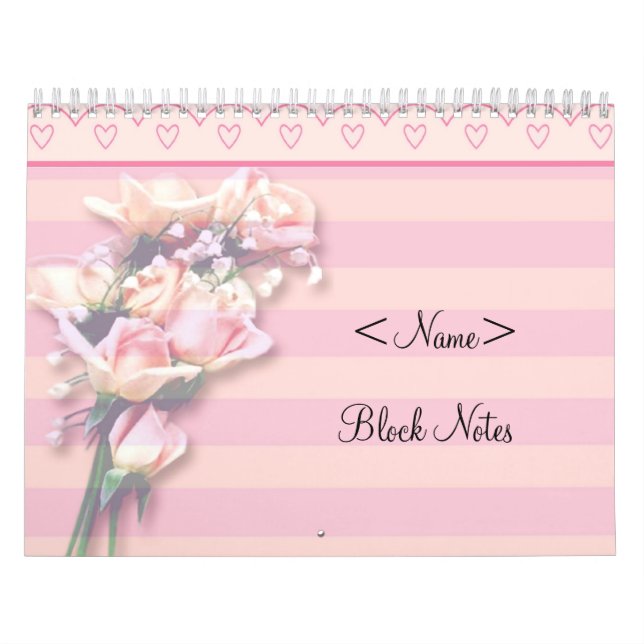 Calendário Notas de Bloco Rosas Rosa (Capa)
