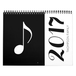 Calendário notas de música gráfico e legal