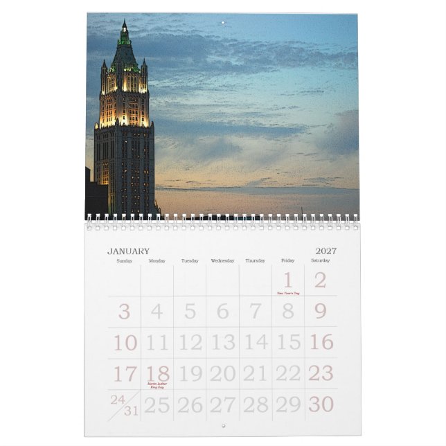 Calendário Nova Iorque (Jan 2027)