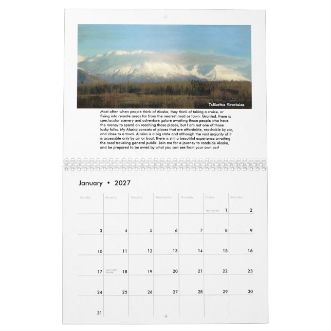 Calendário O Alaska de Vudsie (Jan 2027)