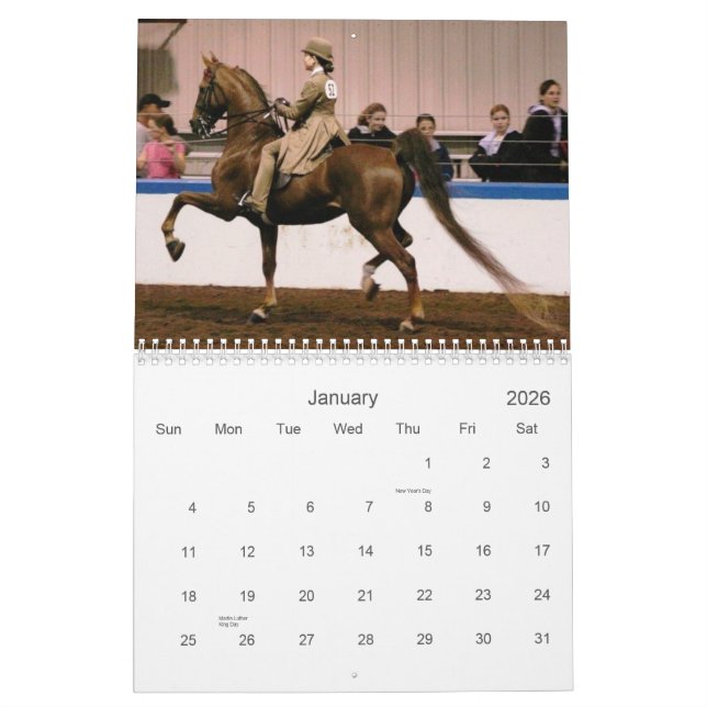 Calendário O americano bonito Saddlebred (Jan 2026)