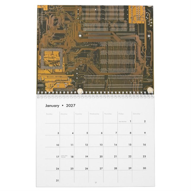 Calendário o conselho de circuito eletrônico, 2012 (Jan 2027)