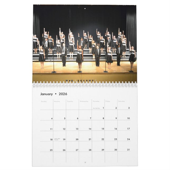 Calendário O coro 2015 da mostra do ritmo do titã Calendar (Jan 2026)
