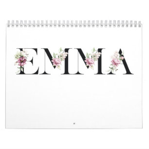 Calendário O nome Emma. Nomes femininos.