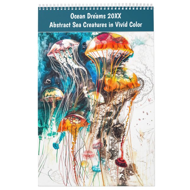 Calendário Ocean Dreams 2026 – Abstract Sea Creatures in Vivi (Capa)