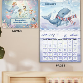 Calendário Ocean Sea Life Personalized Kids Calendar 2026