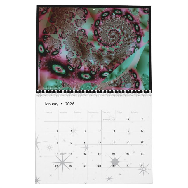 Calendário Olho-Doces do Fractal de Rainbowjellyfish - (Jan 2026)