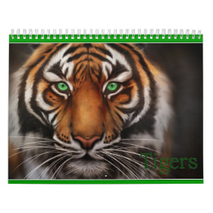 Calendário olhos azuis brancos dos tigres