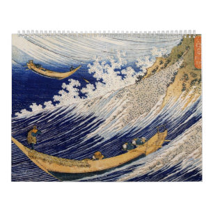 Calendário Ondas de oceano por Katsushika Hokusai