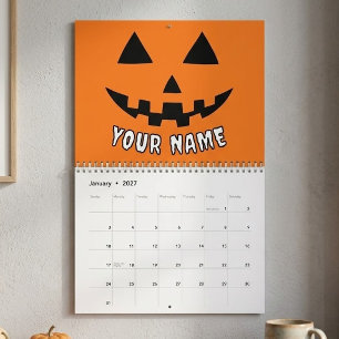 Calendário Orange Pumpkin Personalizado Halloween Seu Nome
