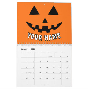 Calendário Orange Pumpkin Personalizado Halloween Seu Nome