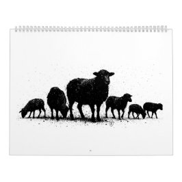 Calendário Orkney Sheep — Ink Silhouette Flock
