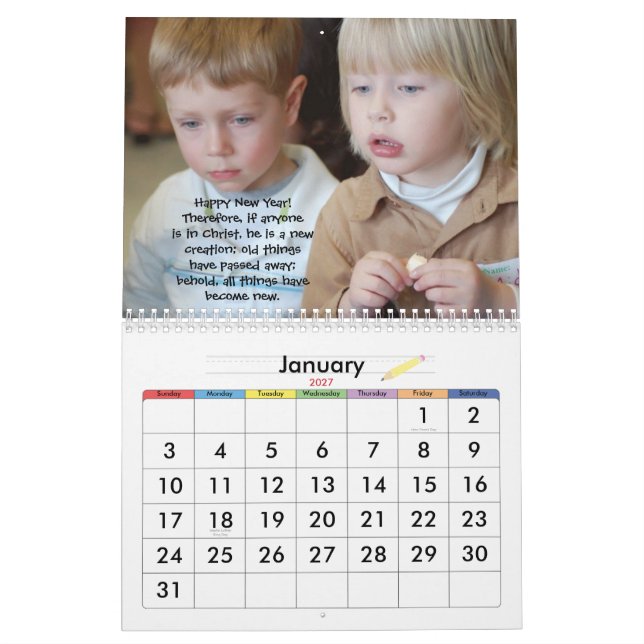 Calendário Os miúdos da primeira igreja (Jan 2027)