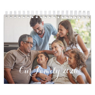 Calendário Our Family 2026 Elegant Script Photo Design