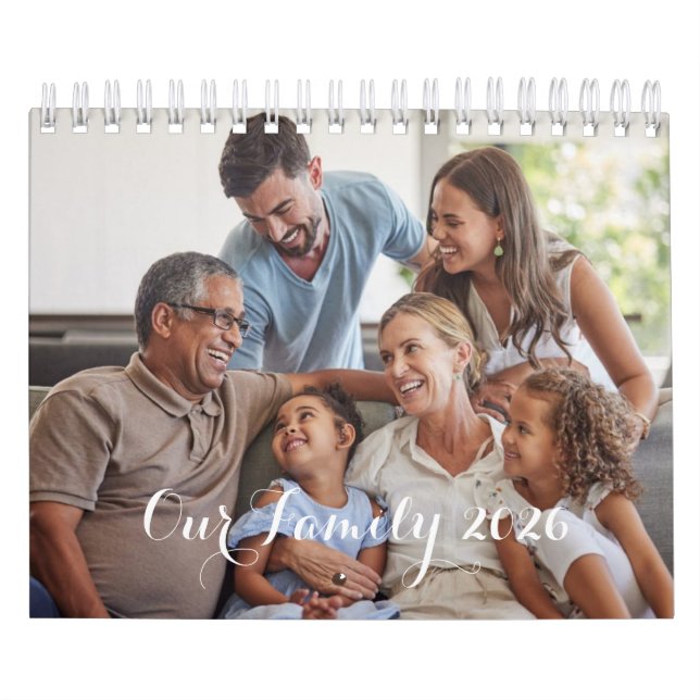 Calendário Our Family 2026 Elegant Script Photo Design (Capa)
